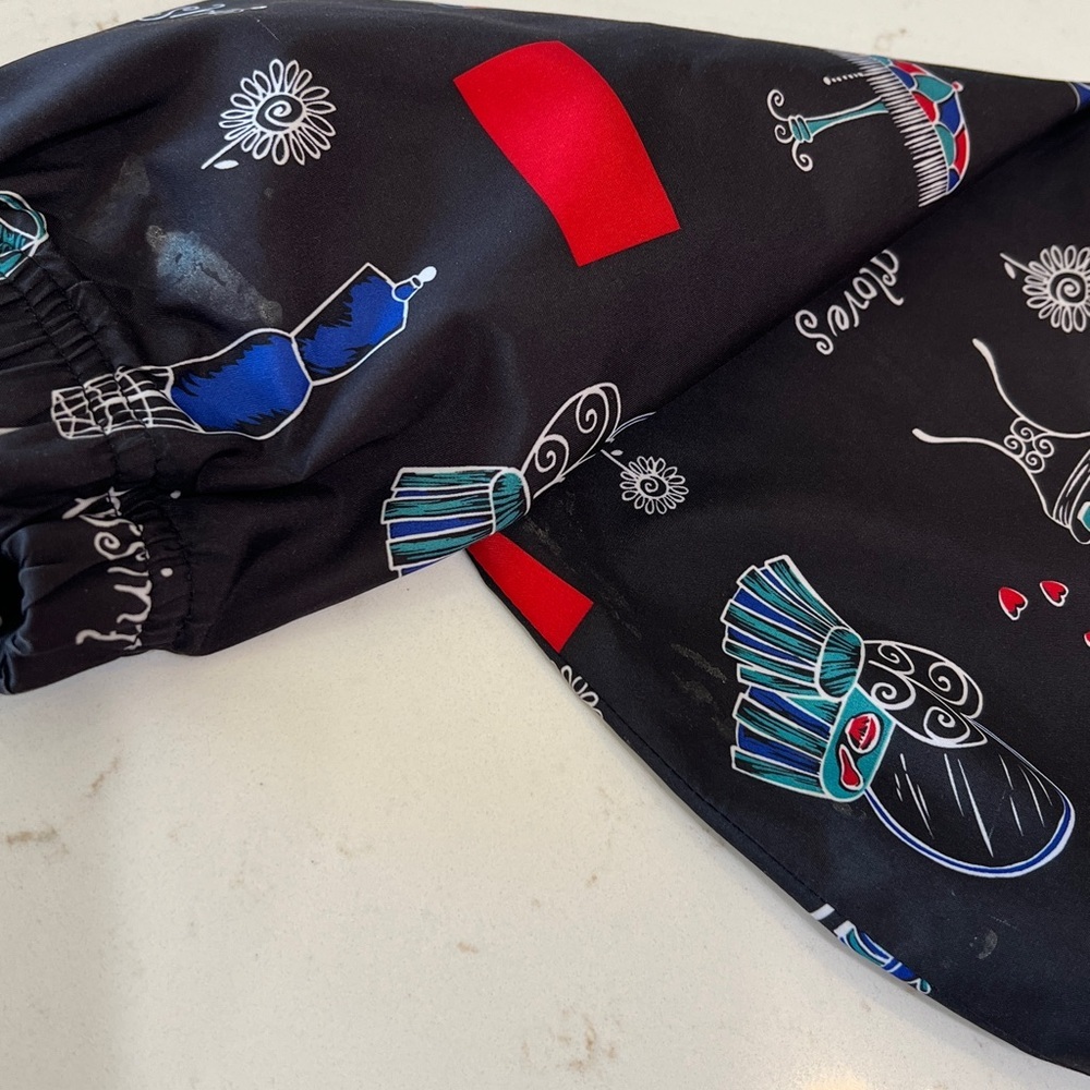 Vintage Koret Sport Novelty Print Windbreaker Jacket Black Zip Front M - Picture 11 of 11